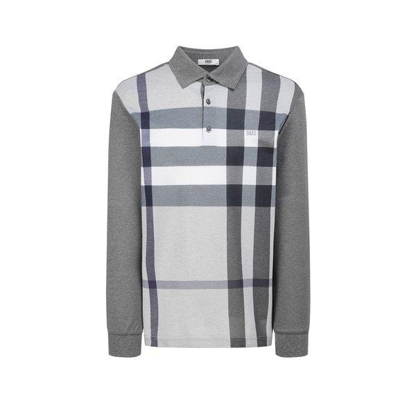 [25SS] [定番商品] グレーチェック配色 綿混紡 長袖カラーTシャツ WMTS5AC01G2