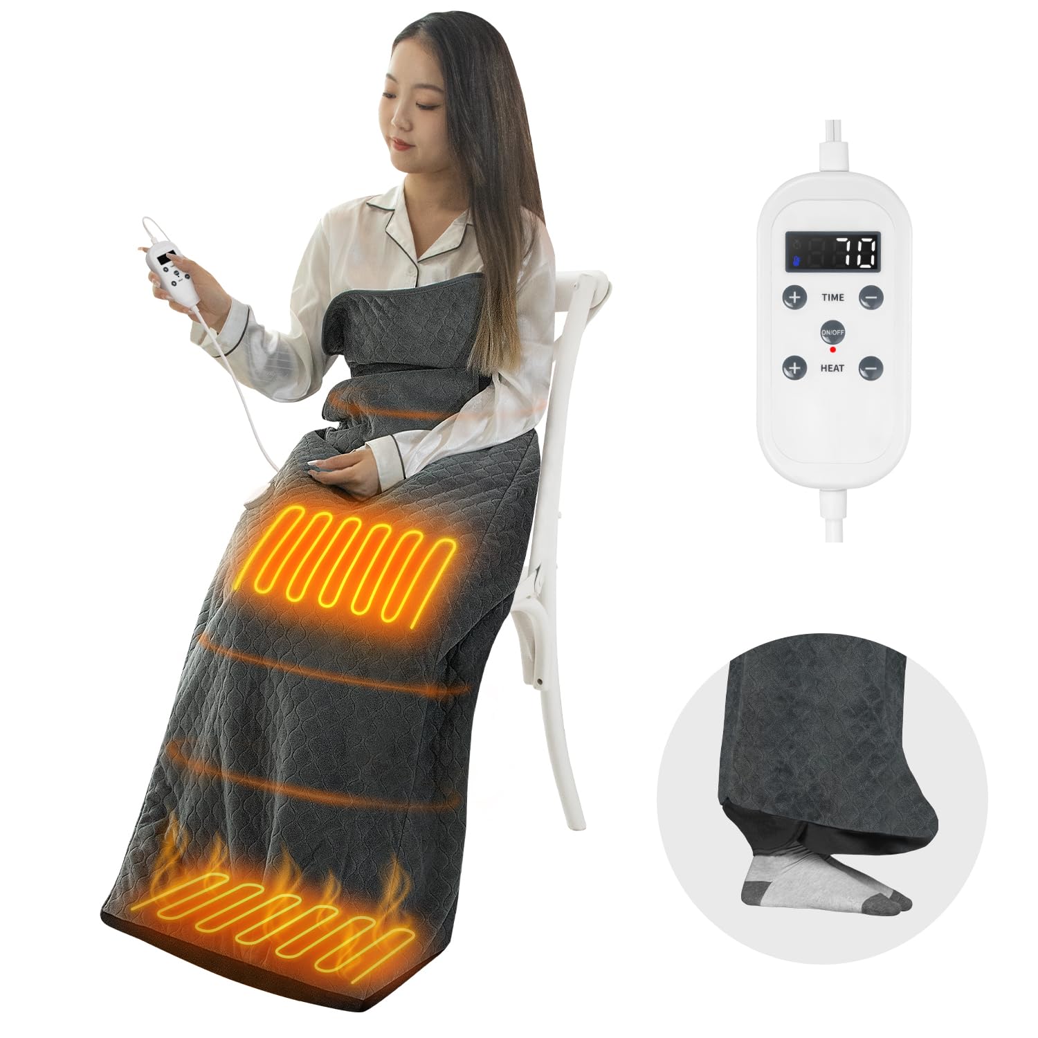 Amison 電気足温器 フットウォーマー 移動可能型 ホット脚入れヒーター 歩けるこたつ 暖房費節約 省エネ 急速昇温 過熱保護 着るこたつ タイマー付き 7段階温度調節 8段階タイマー設定 一人用