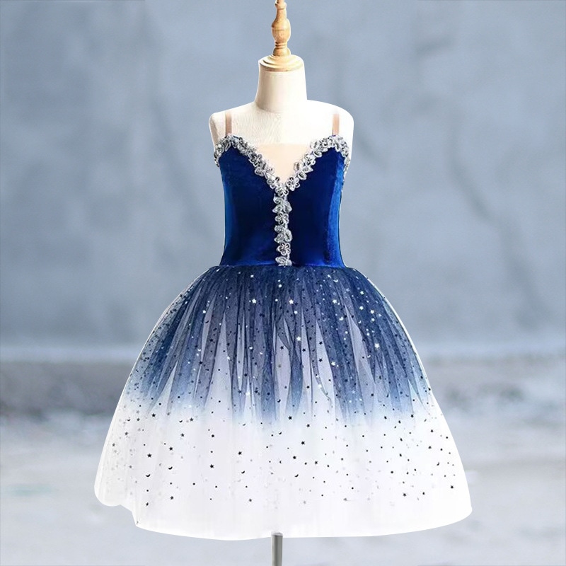 新しいドレスグラディエント腫れたガーニッシュダンス服プリンセスドレスエレガントガールズステージパフォーマンス服ダンス・バレエ