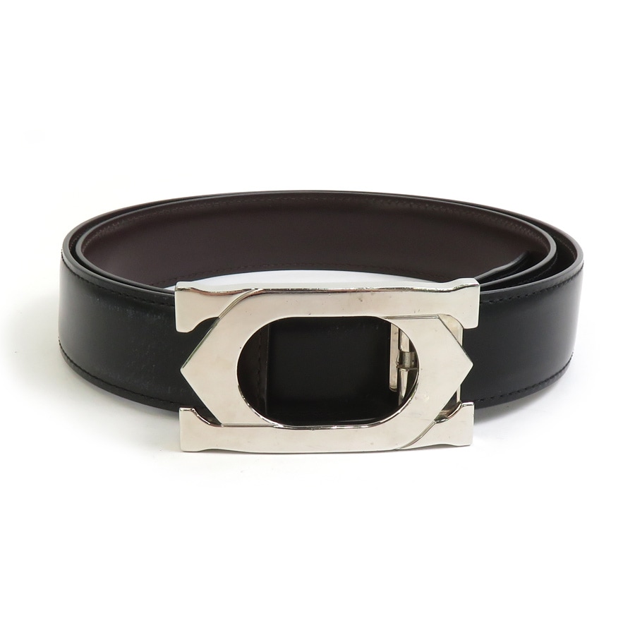 カルティエ CARTIER ベルト レザー/メタル ブラック/ブラウン/シルバー メンズ e60541a