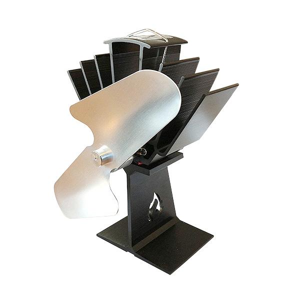 ストーブファン 薪ストーブ用 暖炉 自動 回転 送風 空気 循環 暖房効率 電力不要 電池不要 エコ ECO 扇風機 羽根 2枚 シルバー おしゃれ