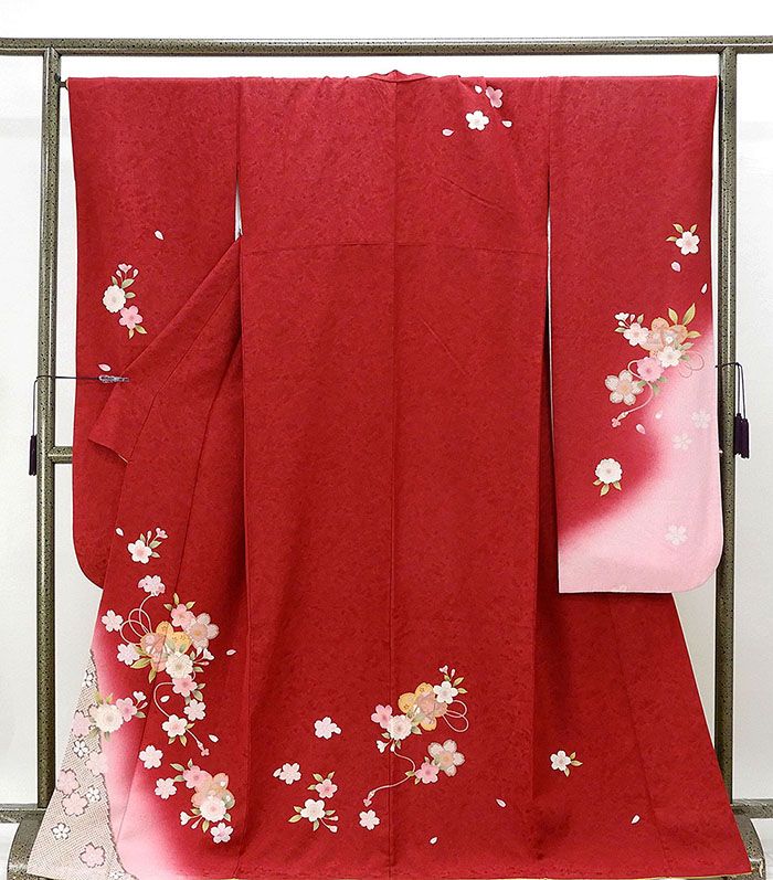 振袖 正絹 桜手毬模様 身丈170.5cm 裄丈68cm 振袖 美品 リサイクル 着物