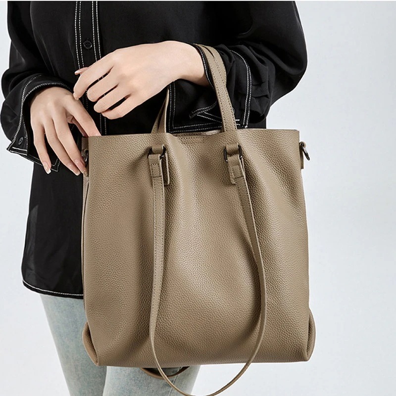 レデイースバッグトートバッグ2025春新作本革レザー大容量A4通勤斜め掛け4カラー