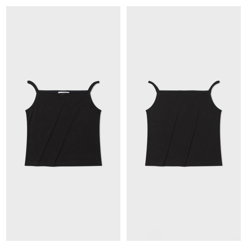 【LOW CLASSIC】 RIBBON POINTED SLEEVELESS : BLACK