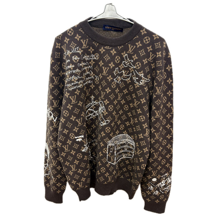 LOUIS VUITTON ルイ・ヴィトン モノグラム エンブロイダード セーター ブラウン RM232 ZLL HPN95W XL メンズ 中古
