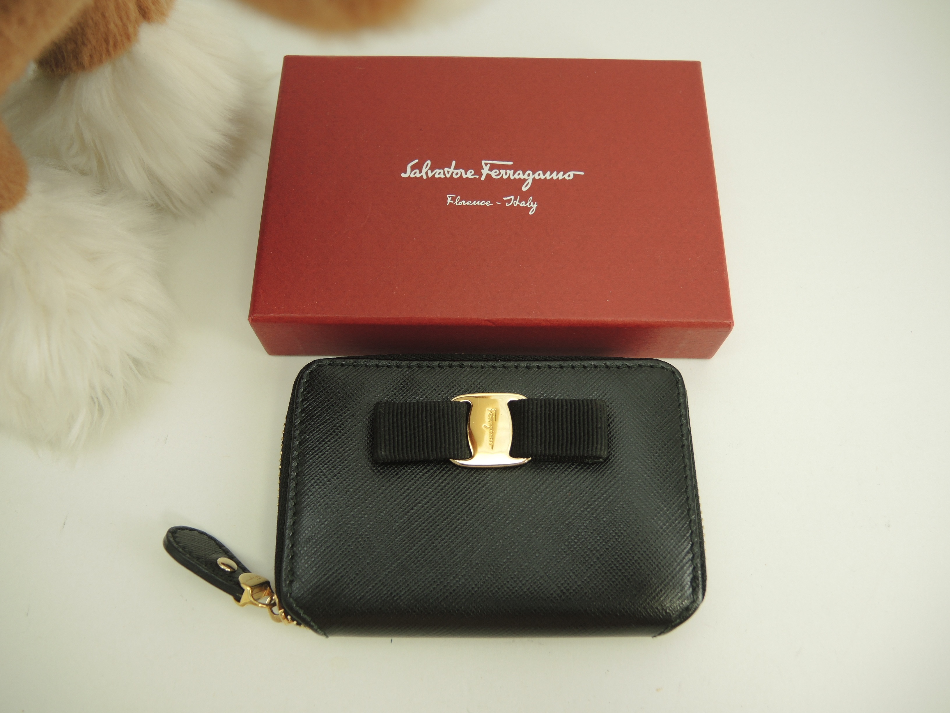 コインケース ヴァラリボン レザー黒 ジップコンパクト財布@KM-22C135