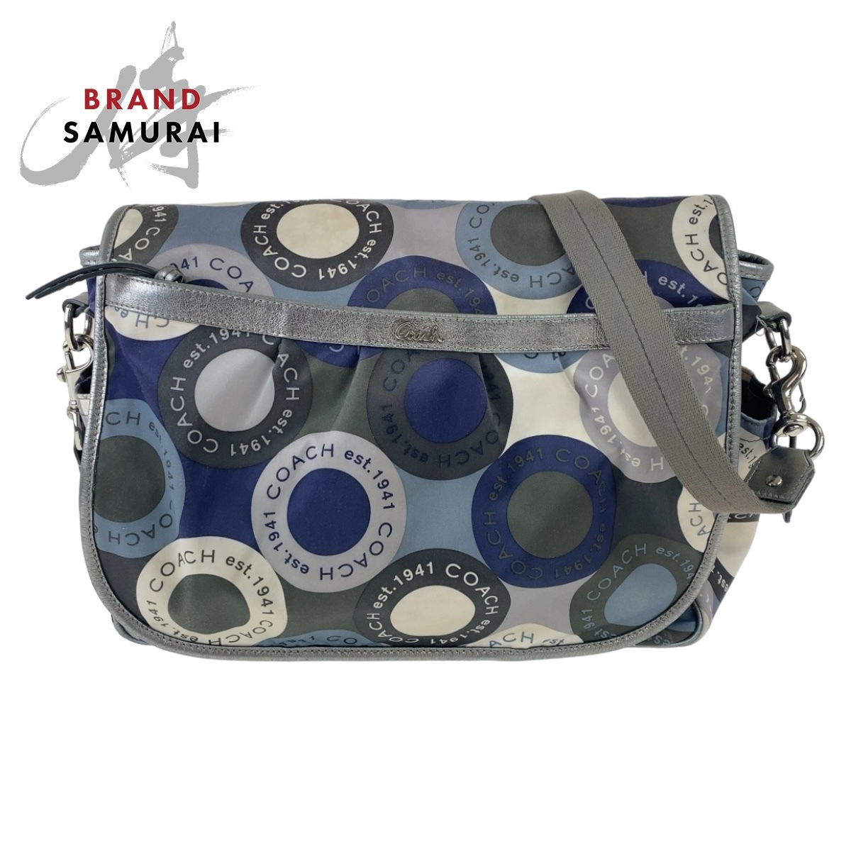 美品 スナップヘッド ブルー マルチカラー シルバー金具 ナイロン/レザー ショルダーバッグ メッセンジャーバッグ レディース 502933 5,278円