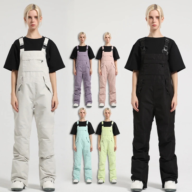 スノーボードウェアスノボウェアビブパンツオールインワンつなぎスキーウェアレディース韓国風スノーボードウェア