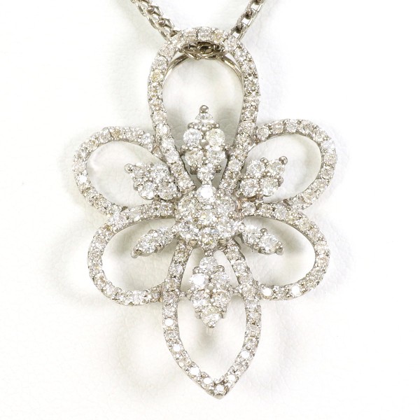 K18 18金 WG ネックレス ダイヤ 1.00 カード鑑別書 ジュエリー 中古