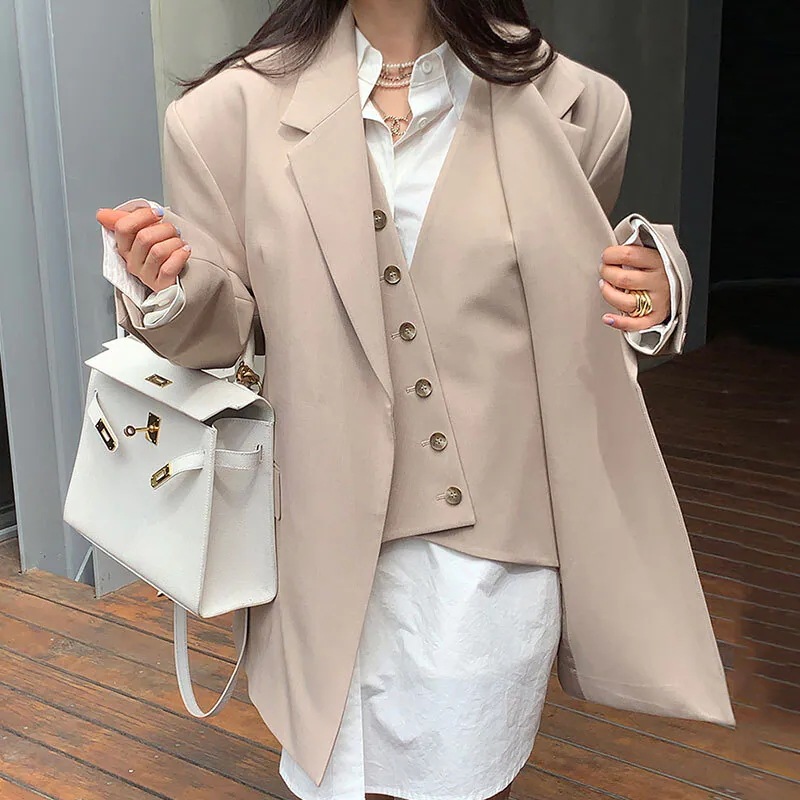 ジャケット テーラードジャケット 重ね着風 フェイクレイヤード ロング丈 スーツジャケット