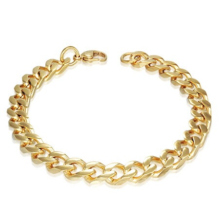 8.5mmゴールド喜平ステンレスブレスレット 高級 金メッキ 男性 女性 手首 アクセサリー 太め