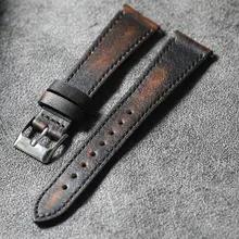 手作りイタリア製ブラッシュドヴィンテージ時計ストラップ 18 19 20 22 ミリメートルヴィンテージメンズブレスレットクイックリリース用のソフトストラップハイエンドレザー