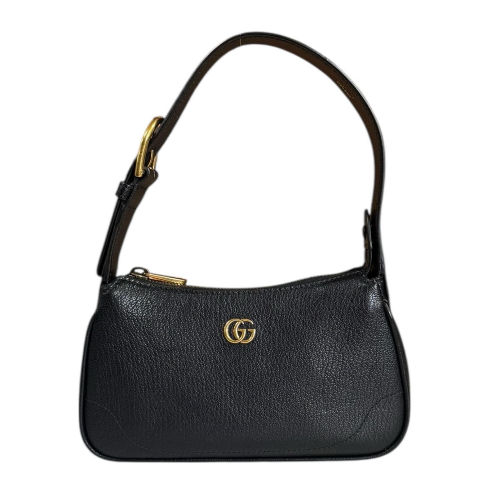 グッチ アフロディーテ ミニ GGマーモント ハンドバッグ レザー 739076 ブラック GUCCI 中古 美品