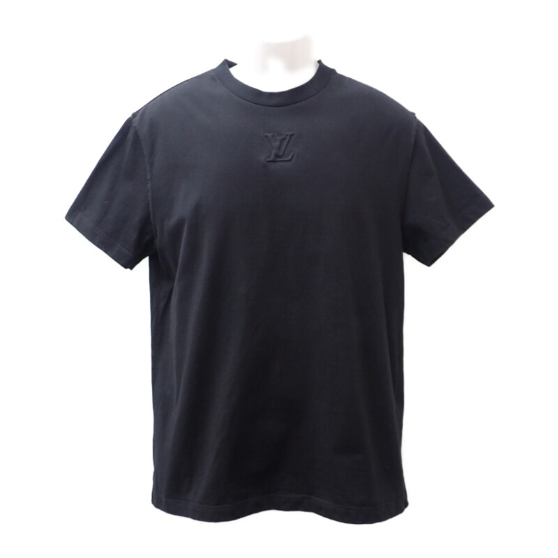 エンボス LV Tシャツ S 1AGIJ3 半袖Ｔシャツ コットン ノワール メンズ【ABランク】