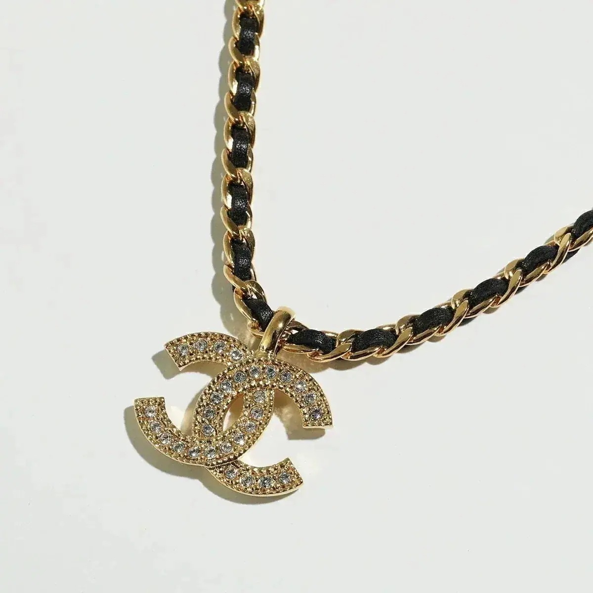 CHANEL シャネル ネックレス ABE736 B18631 レディース チェーン レザー チョーカー ココマーク CCマーク ラインストーン NAAPW