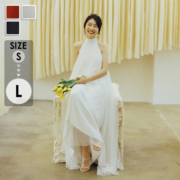 マタニティドレス 結婚式 マタニティ 妊娠ドレス お腹 ロングドレス ホルターネック セレモニー ベアトップドレス ワンピース パーティードレス 撮影 大きいサイズ ノースリーブ ロング丈 ル