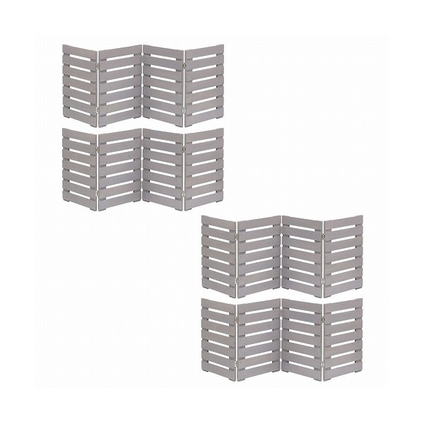 住まいスタイル WF-120YK-4P-GRY 折り畳めるウッドミニフェンス120(横ボーダー) 4枚組 グレー メーカー直送