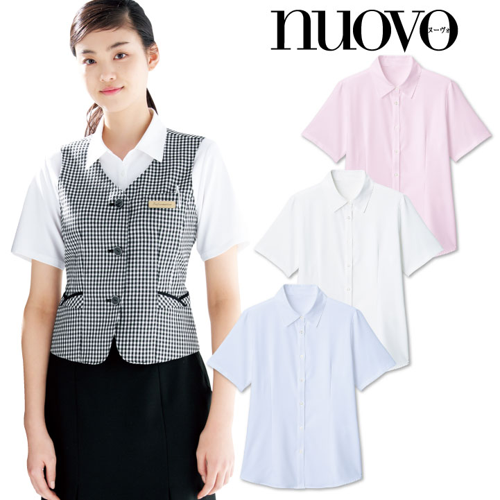 半袖ブラウス レディース 事務服 シャツ スーツ nouvo ヌーヴォ フォーク オフィスウェア フォーマルウェア 制服 /fo-fb71329