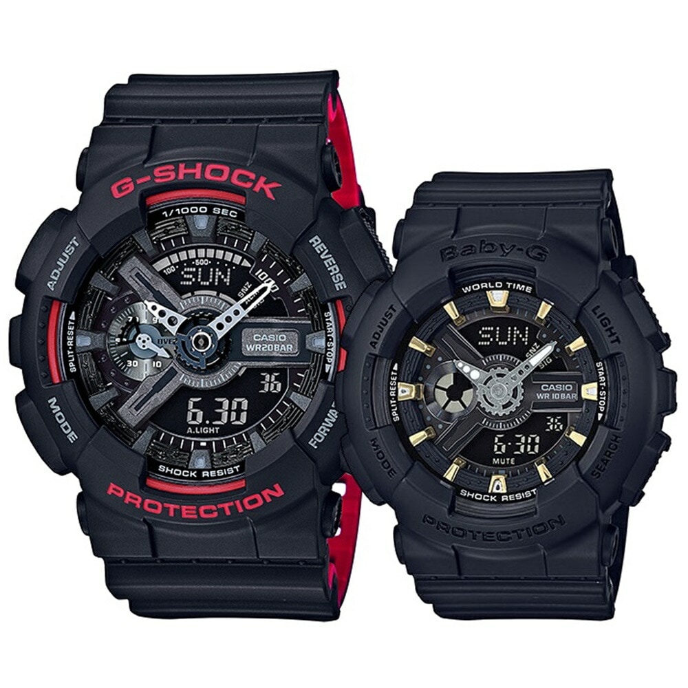 海外モデル CASIO カシオ Gショック ベビーG 腕時計 手表 ペアウォッチ メンズ レディース アナデジ ブラック 樹脂バンド GA-110HR-1ABA-110GA-1A 誕生日プレゼント ポ