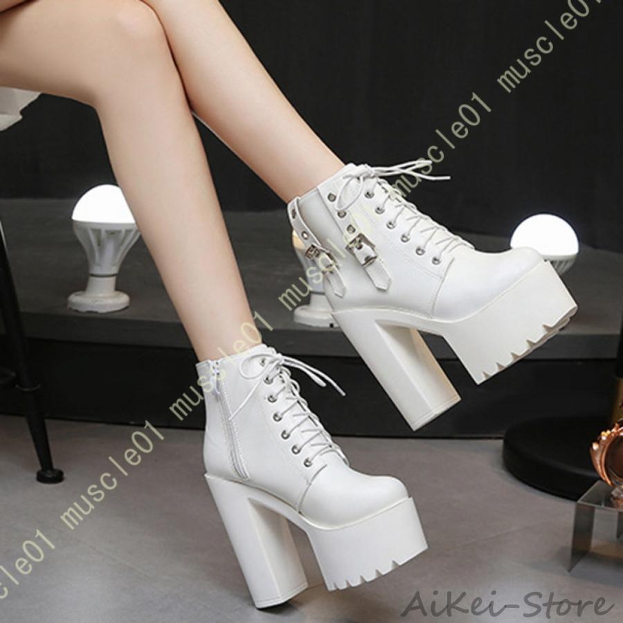 レディース ブーツ 黒 編み上げ 厚底ブーツ 袴用 編み上げ サイドファスナー レディース パーティーシューズ ハイヒール チャンキーヒール ショートブーツ