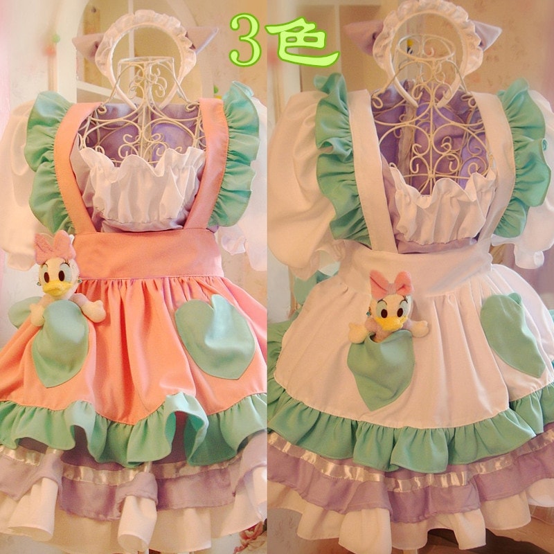 猫派 萌え お姫様メイド服　猫耳付く 超可愛い 3色　メイド服
