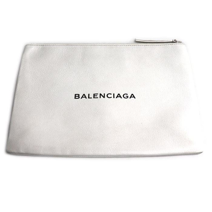 BALENCIAGA バレンシアガ ショッピング クリップM クラッチバッグ ホワイト 485110 メンズ 中古