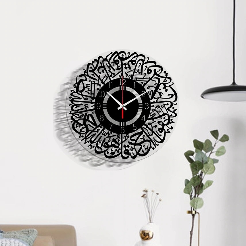 壁時計 静音 アラビア文字 イスラム エスニック アンティーク風 掛け時計 おすすめ おしゃれ かわいい シンプル アクリル ブラック ホワイト ゴールド シルバー
