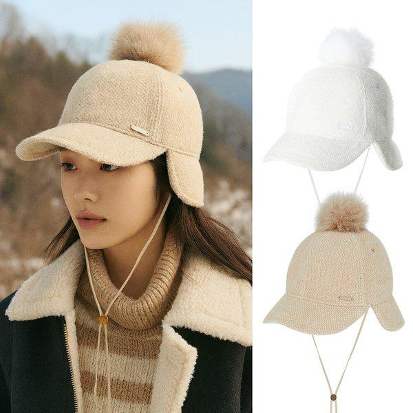 女性冬ポンポンひも調節登山帽子KSC873VC4W