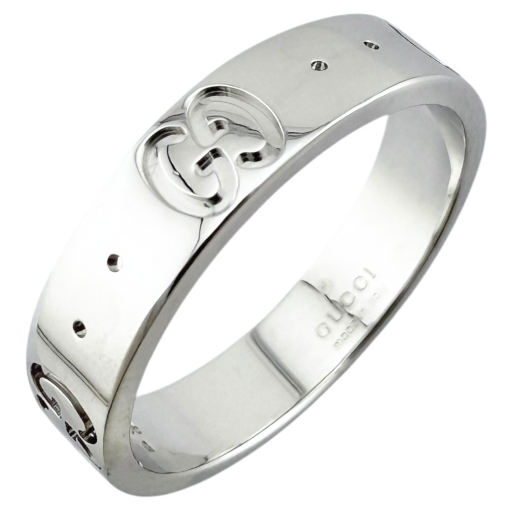 グッチ アイコン リング 指輪 9号 18金 K18ホワイトゴールド GUCCI 中古 美品