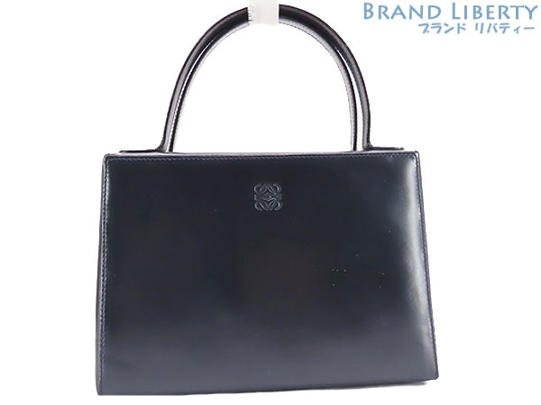 ロエベポスタルヴィンテージアナグラムミニハンドバッグパーティーバッグネイビーブルーレザー