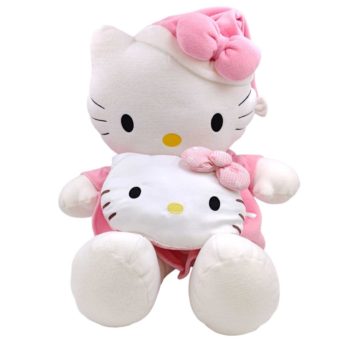 【中古】[2点セット] ハローキティ キティちゃん BIG超特大ぬいぐるみ 全長90cm 2000年製 フラットクッション