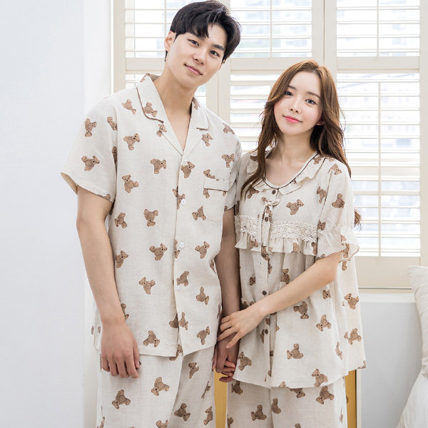 純綿半そでパジャマ純綿カップルパジャマテディベア