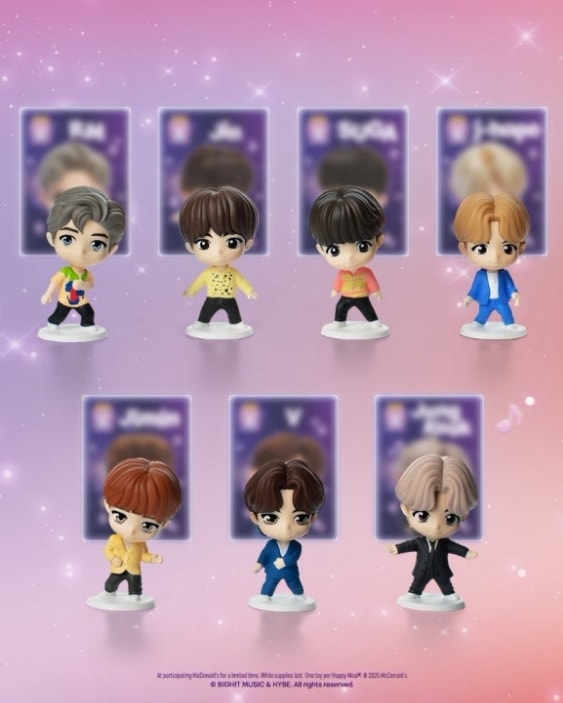 BTS TINYTAN x MCDONALDS HAPPYMEAL Promotional 1st week FIGURE THROWBACK EDITION OT7 7Member set