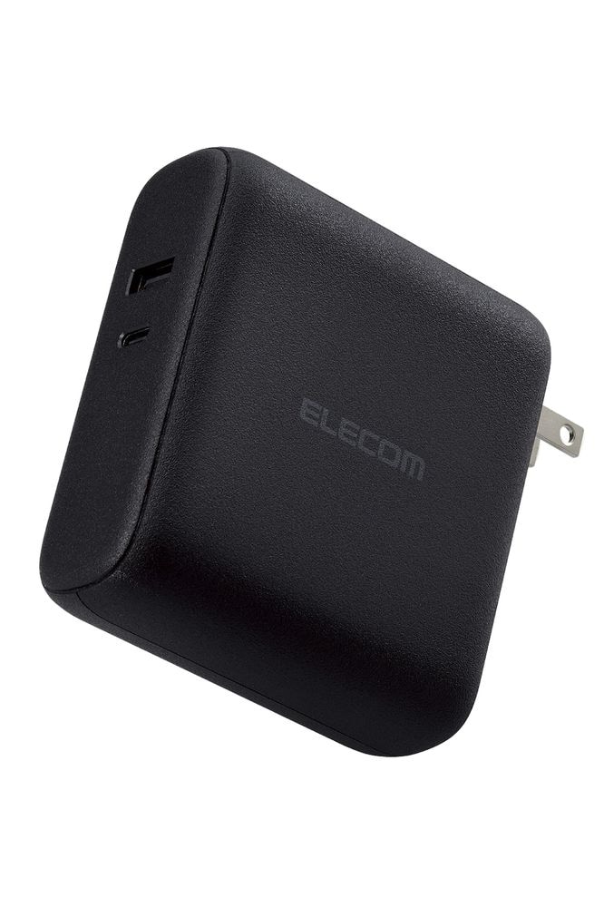 エレコム DE-AC07-10000BK モバイルバッテリー コンセント一体型 10000mAh 大容量 PD 20W 急速充電 出力( USB Type-C ×1 USB-A ×1) 2台同時充電可