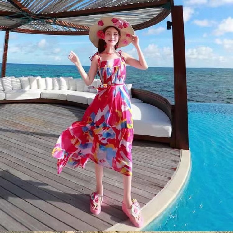 リゾートワンピース シフォン 花柄 ワンピース リゾート レディース ハワイワンピース 膝丈 ベアト