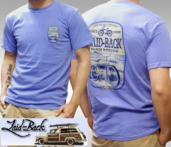 Laid-Back USA レイドバック メンズ Tシャツ BEACH RENTALS ブルー 半袖 シャツ サファリ レオン 雑誌 掲載 ブランド アメカジ ストリート ヴィンテージ サーフ ロンハ