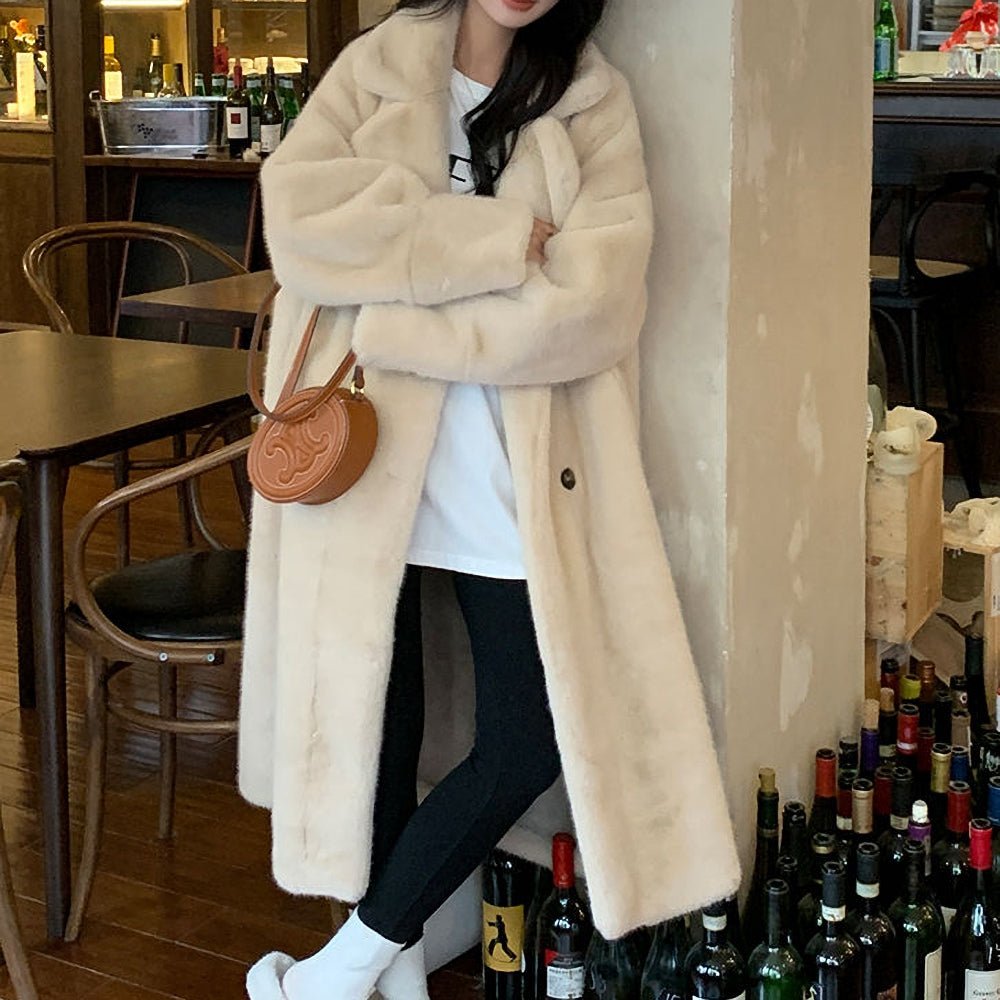 韓国デザイン秋冬新作もこもこフェイクファーロングコート