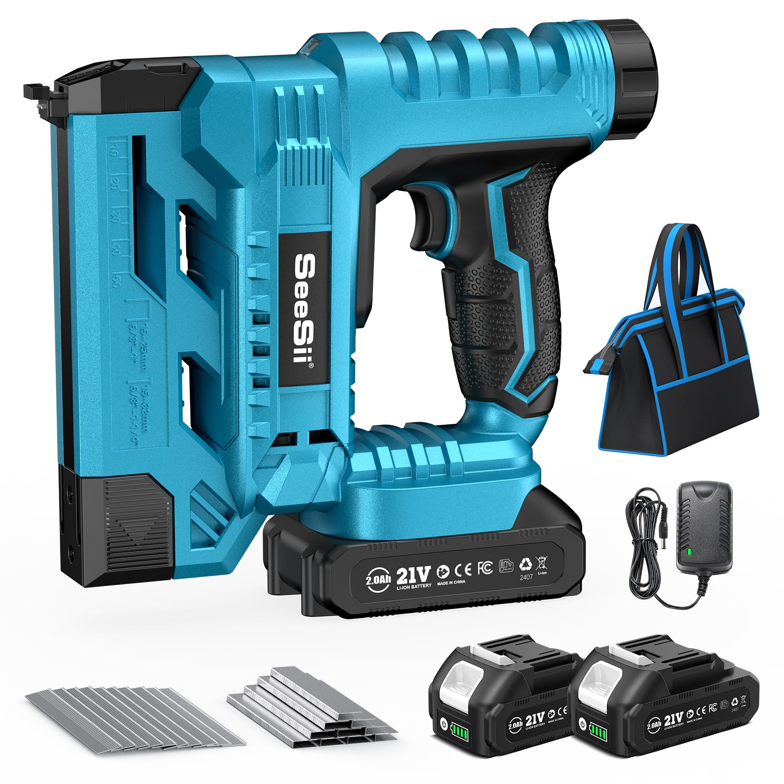 電動タッカー ピンタッカー 充電式 釘打ち機 コードレス 仕上釘打ち機 6 段階力調整 単発・連発切替 強力 軽量 LEDライト搭載 空気ポンプ必要ない DIY 大工工具 日曜大工 建築部材製造 家具