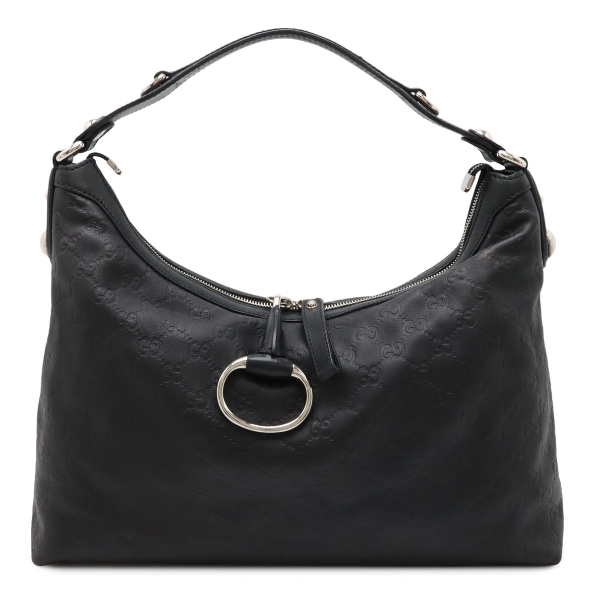 グッチシマ ショルダーバッグ ワンショルダー 肩掛け ハンドバッグ レザー ブラック 黒 シルバー金具 23296