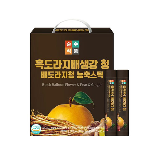[純粋食品] 黒キキョウ 梨 生姜 青 梨キキョウ 濃縮スティック 10ml x 100個入り