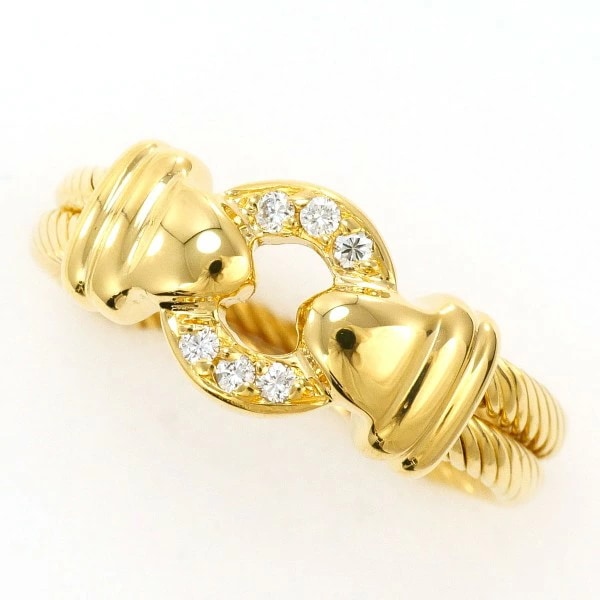 K18 18金 YG リング 指輪 12号 ダイヤ カード鑑別書 ジュエリー 中古