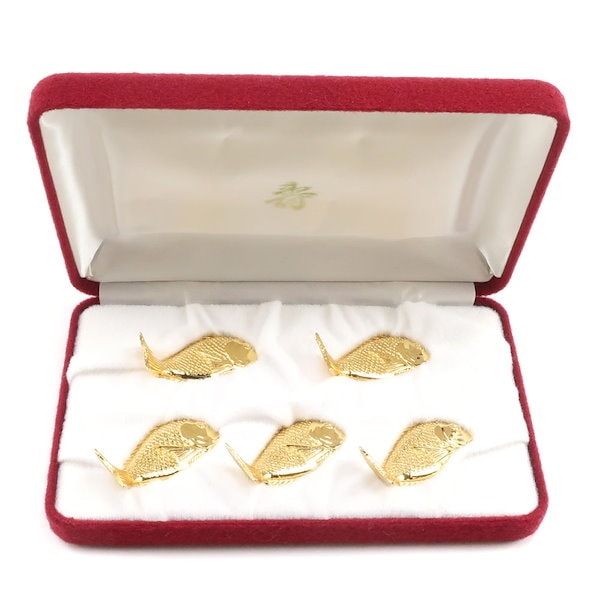 24K GP 鯉の箸置き 5個セット 24K GP 鯉の箸置き 5個セット 勝鯉（かってこい）錦鯉箸置き 5客