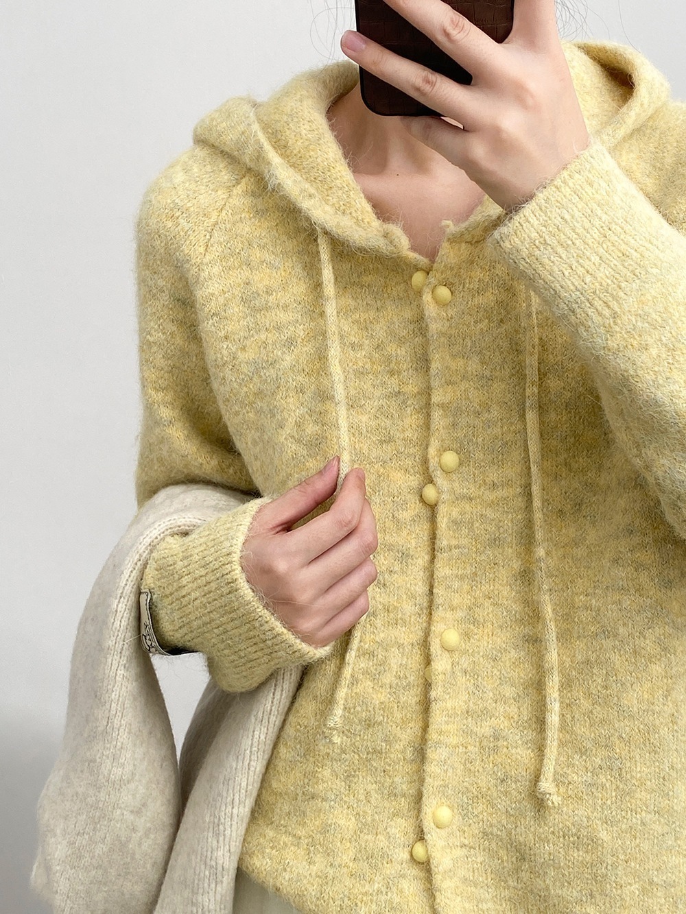 「言双」【高.品.質/急速発送】2025初春新品 日韓 百掛け ニットカーディガン ベーシックニット シンプル 人気なリブニット 韓国ファッション 快適 フード付きニットカーディガン トップス ア 2