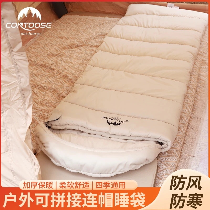 用 厚手 防寒 アウトドア キャンプ 寝袋 大人 ポータブル 暖かい寝袋 オフィス ランチ ブレイク キルト デュアルユース