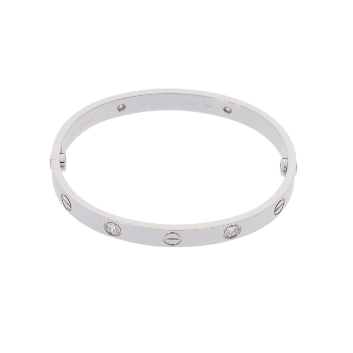 ラブブレスレット ハーフダイヤ #16 新型 レディース K18ホワイトゴールド ブレスレット Aランク 中古 銀蔵