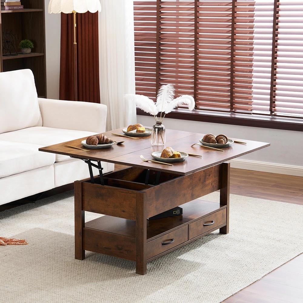 高品質，お得 ローテーブル 収納付き センターテーブル 天板昇降式 天板