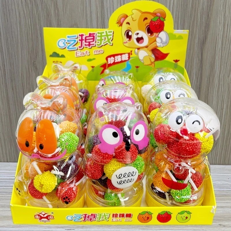 子供のかわいい漫画のキャラクターのカラフルなミニパールラズベリーグミキャンディロリポップキッズスナック お菓子 大人 子供 誕生日プレゼント