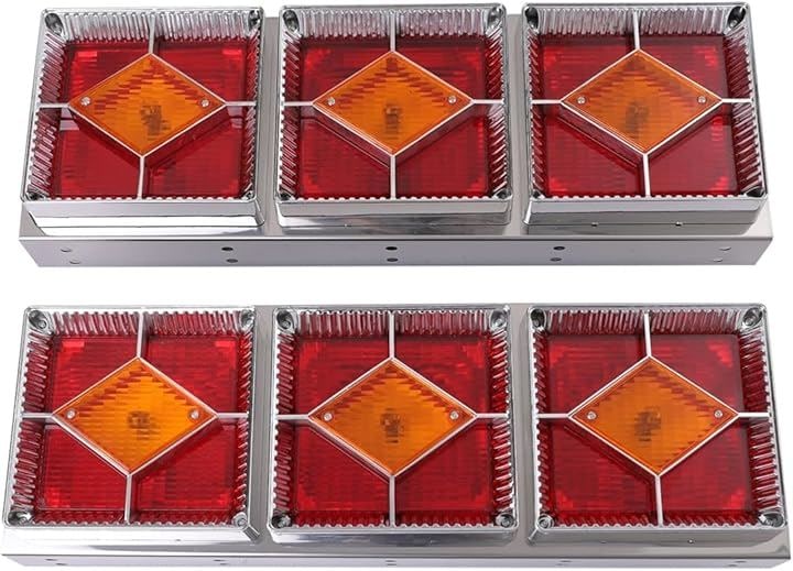 トラック 用 3連 テールランプ 24V 角型 大型 左右セット デコトラ レトロ ハロゲン 汎用 社外品 カスタム パーツ (ひし形)