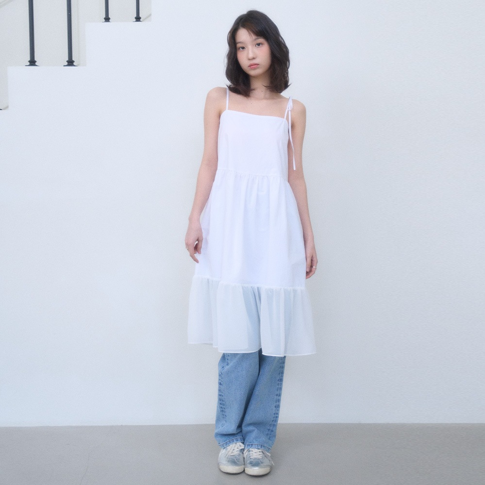 LAYERED CHIFFON DRESS-WHITE