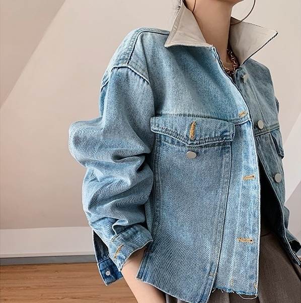 アウター レディース Gジャン 長袖 Vネック 襟付き ストリート ポケット 前開き ダメージ デニム ブルーデニム かわいい 大人可愛い きれいめ カジュアル おしゃれ こなれ感 ラフ メンズライク